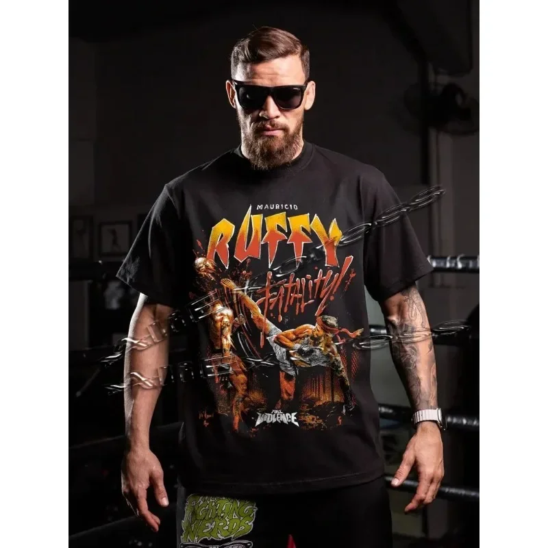

UFC Nerd RUFFATALITY Classic Print MMA Mixed Martial Arts Loose Casual Short-Sleeved T-Shirt for Motorcycles