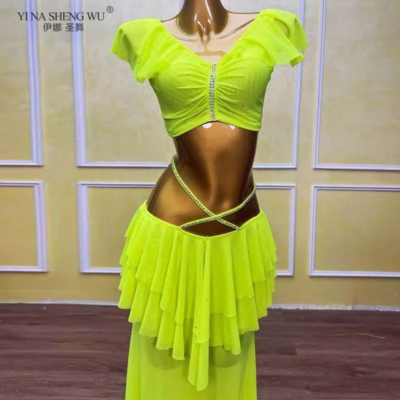 مجموعة أزياء النساء Wuchieal 2025 الجديدة لأداء الرقص الشرقي الشرقي تنورة علوية ممارسة اللياقة البدنية ملابس الرقص الزي #3