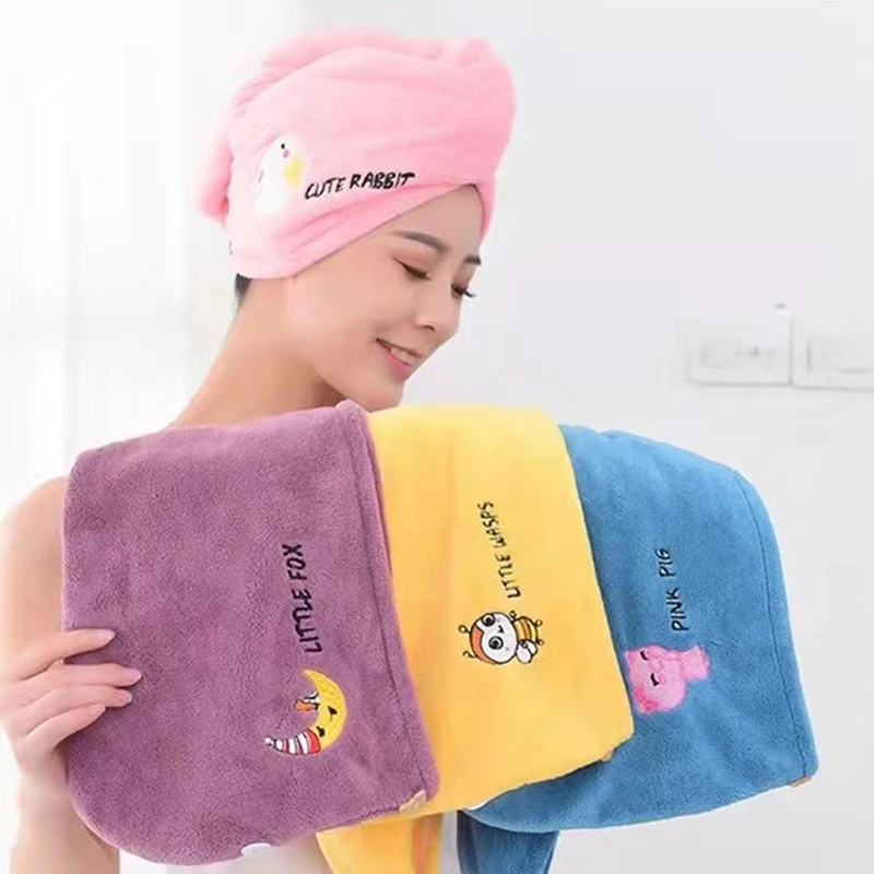 Women Soft Microfiber Towels Shower Cap Towel Bath Hats For Women Dry Hair Cap Quick Drying Soft For Lady Turban Head Girl Towel