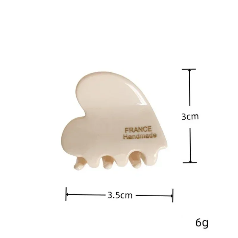 2024 귀여운 스몰 사이즈 헤어 클로, 아세테이트 헤어 크랩, 하트 모양 헤어 클립, 여성용 머리핀, 헤어 액세서리, 3.5cm