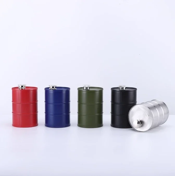 1Pc 25oz Water Bottle Drums Whisky  Portable Stainless Steel Hip Flask