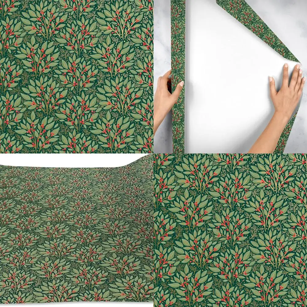 

6 рулонов обертки для рождественского подарка Jumbo размером 10 x 30 дюймов с дизайном гобелена Holly