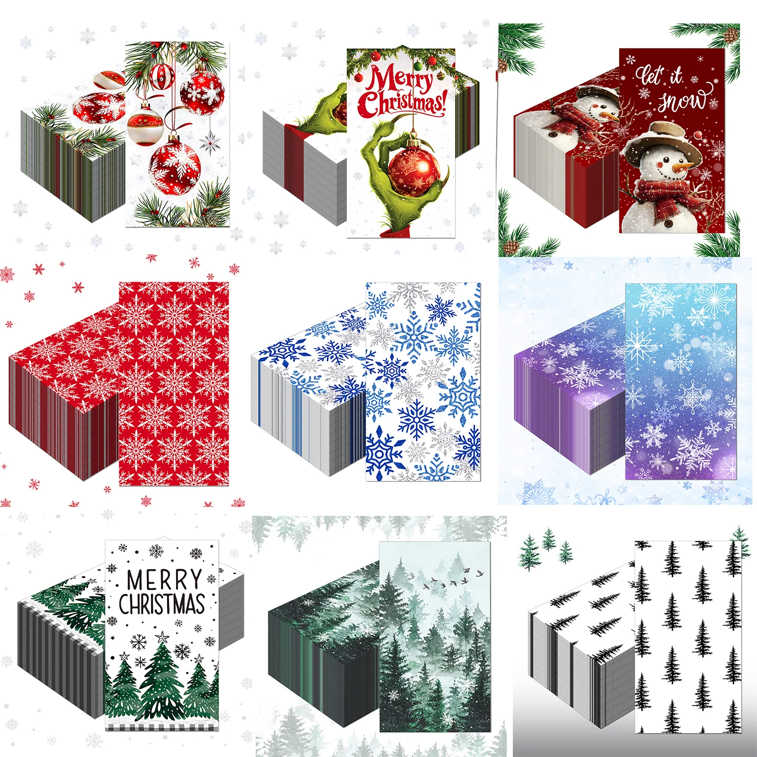 20/40/60pcs Christmas Napkins Disposable Dinner Paper Tableware Serviette Tissues Dinnerware Paper for Xmas Party Supplies Decor