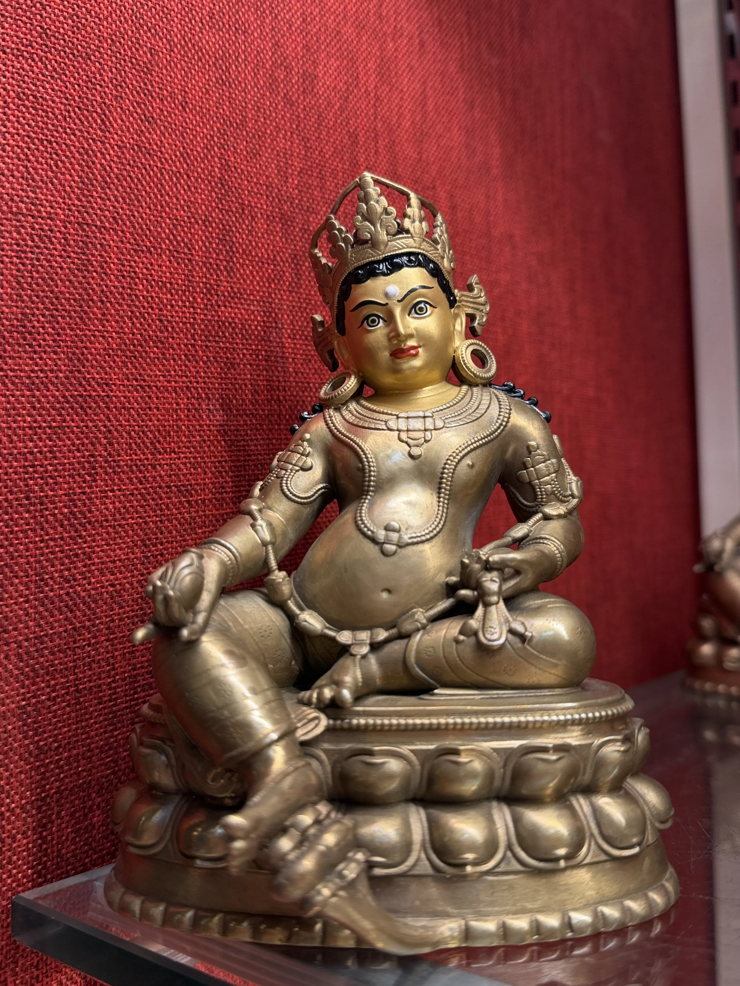 Huang Caishen's eye-opening boutique Buddha statue, height 15 cm, pure copper Buddha statue