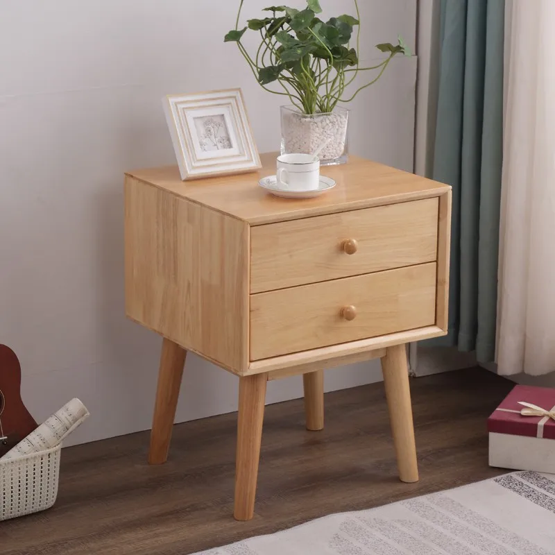 

Bedside table all solid wood simple modern bedroom Nordic log storage storage small household economic bedside cabinet