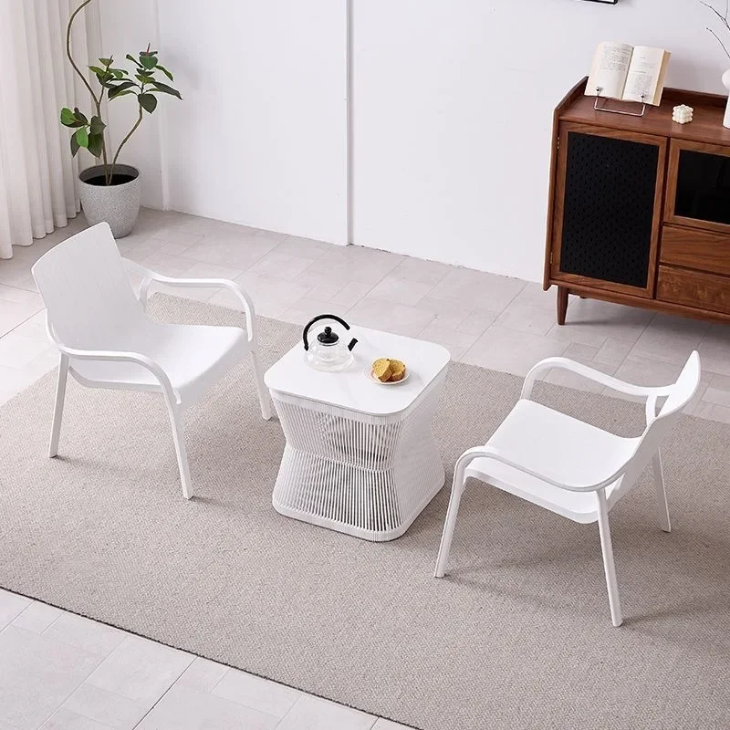 C11 courtyard table and chair three-piece set, household open-air balcony, outdoor leisure beach chair can be stacked