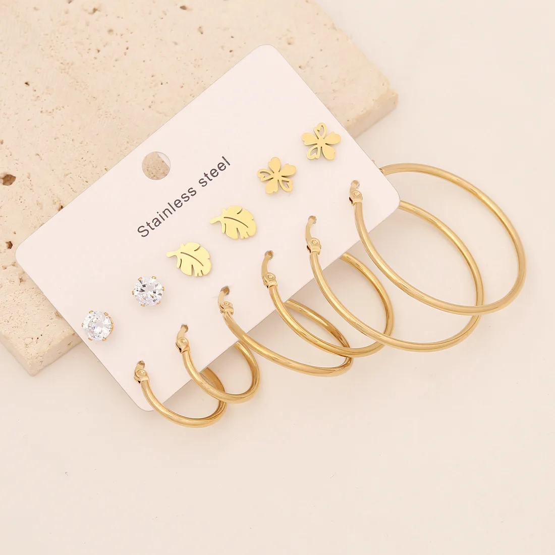 Pedina 6pair Stainless Steel Serpentine Butterfly Love Ear Drops For Women New Non Fading Earrings Birthday Gift Party E504