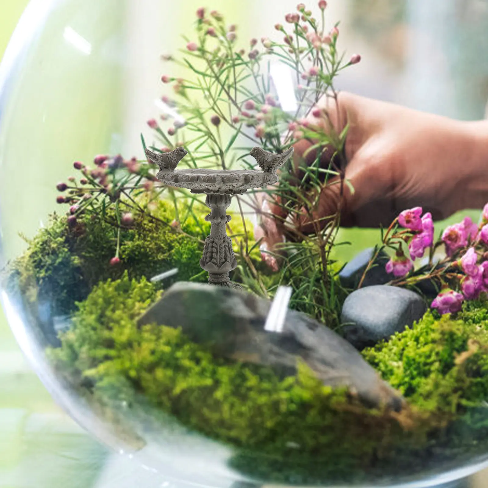 1Pcs Mini Small Bird Pool Premium Material Delicate Craftsmanship Mini Garden Decor for Terrarium Micro Scene Khaki