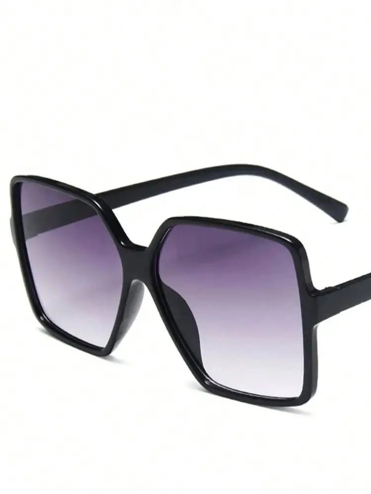 Lunettes de soleil carrées surdimensionnées pour femmes, mode rétro, marque de luxe, personnalité, nickel é, noir, extérieur