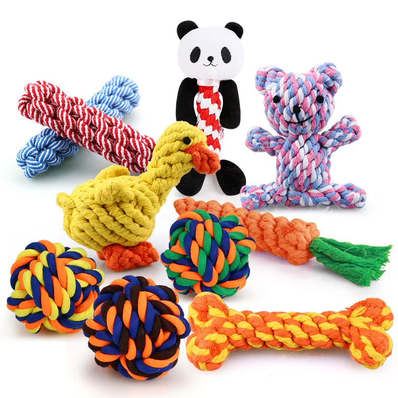 1pcs Bite Resistant Pet Dog Chew Toys for Small Dogs Cleaning Teeth Puppy Cat Dogs Rope Knot Ball Toy Playing animal Accessories