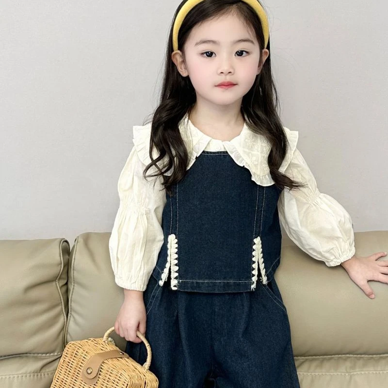 Shirt Jeans Suit Girl 2024 Autumn New Fashionable Set Lapel Little Comfortable Korean Style Tide Clothing