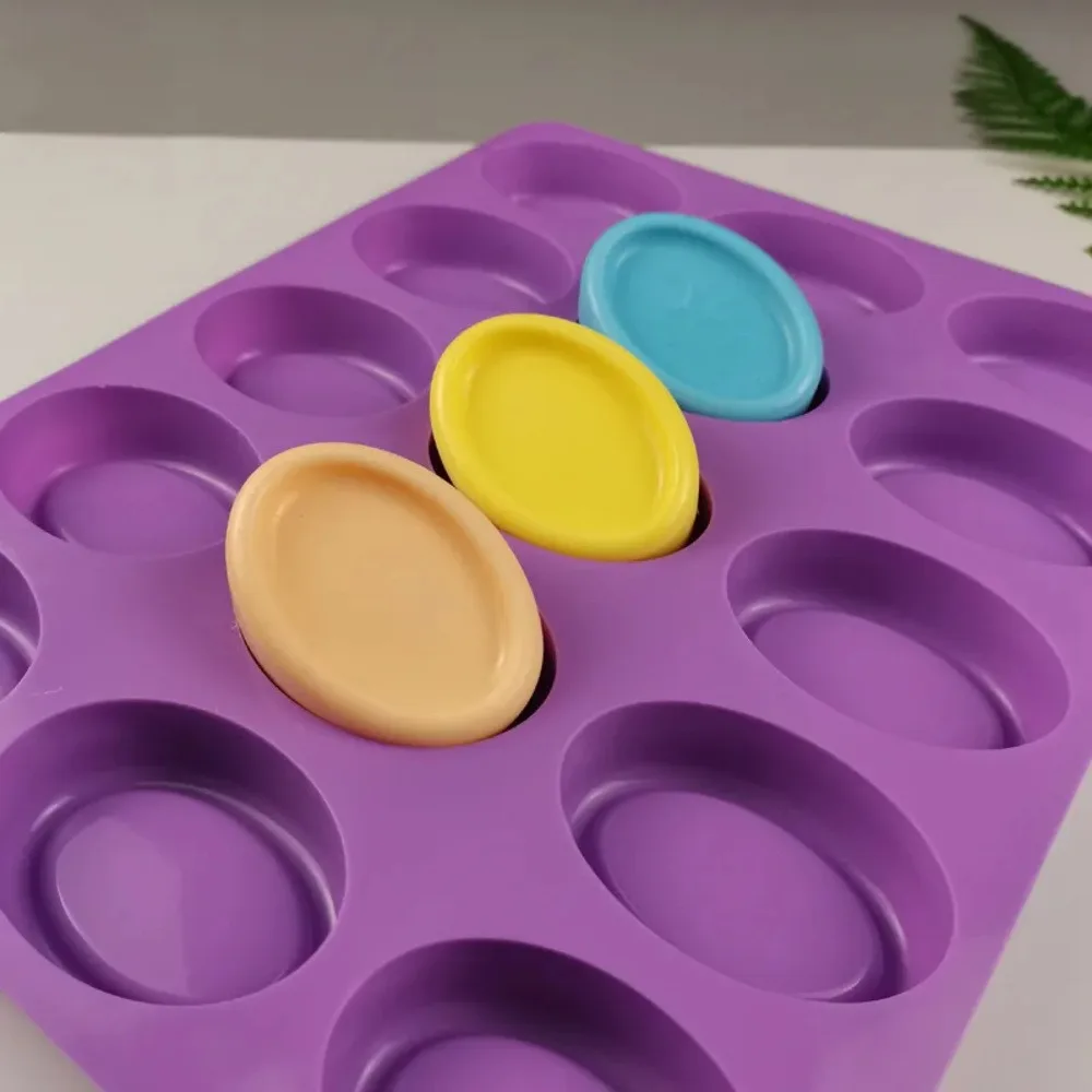 Silicone Oval Soap Molds 15cups Handmade Candle Moulds Candy Pudding Chocolate Cake Baking Mold