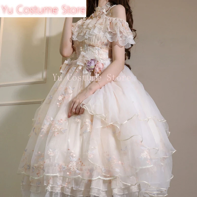 

Yu StoreVictorian Retro Lolita Jsk DressJapanes Women Sweet Lace Floral Embroidery Princess Wedding Dresses Girls Cute Vestidos