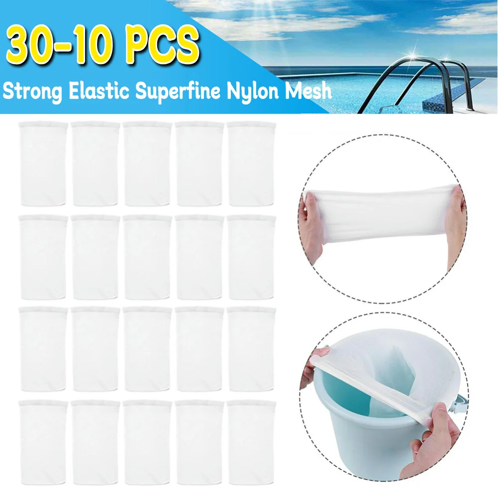 30-10 Uds. Bolsa de almacenamiento de calcetines de nailon para piscina, 5 unidades/juego, filtro anticorrosión para piscina, cestas de basura de cocina, filtro para espumadera
