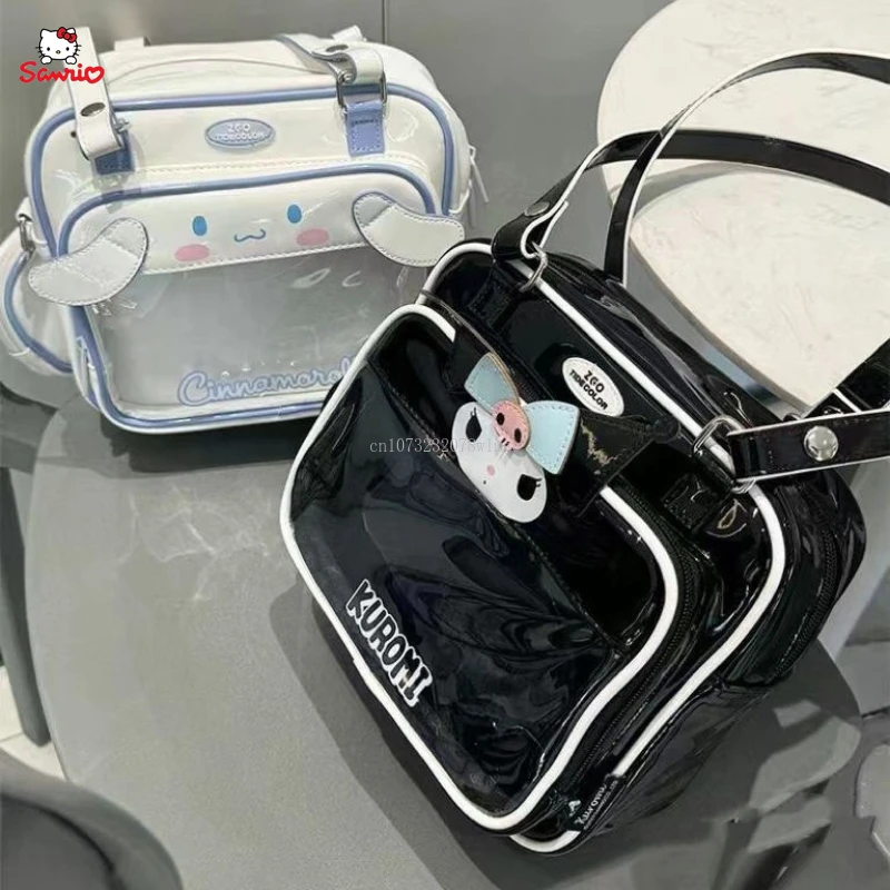 Kawaii Sanrio Kuromi Cinnamoroll Ita Bag for Women PU Transparent Pocket Itabag Japanese Harajuku Y2K  Preppy Bag Shoulder Bags