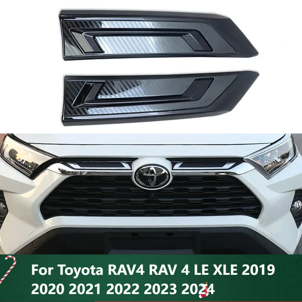 

New！Front Upper Grille Cover Trim Carbon Car Front Grills Molding Trims For Toyota RAV4 RAV 4 LE XLE 2019 2020 2021 2022 2023 20