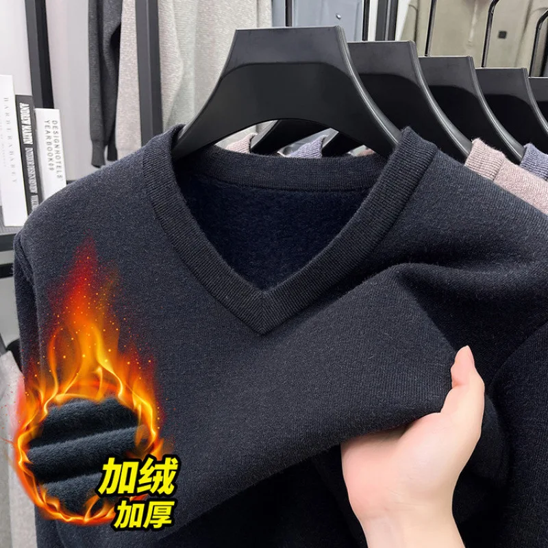 

Red Zodiac Year Sweater Men, Autumn and Winter New Fleece-Lined Warm Knitwear, Casual Base Layer Knit Top