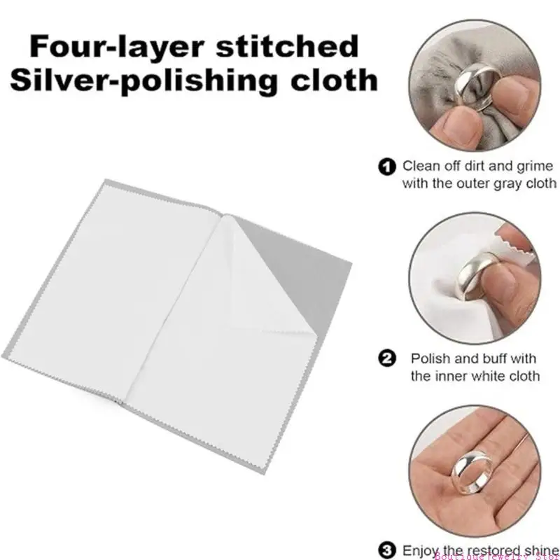 E1PE Jewelry and Silver Care with Soft Bristle Detail Brushes and Polishing Cloths, 6-Piece Cleaning Set for Coins and Small