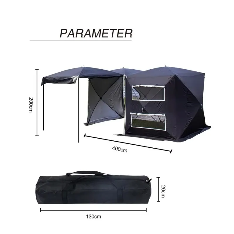 Wholesale Outdoor SUV Car Awning Camping Tent Self-Driving Tour 2 Bedroom Foldable Car Rear Extension Tent