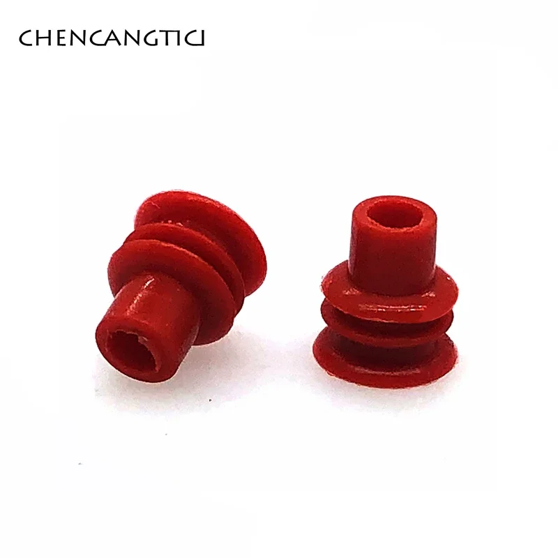 100 Pcs Car Connector Red Rubber Pisse Ring Seal Coil 2.2 MM Wire Harness Rubber Plug for Waterproof