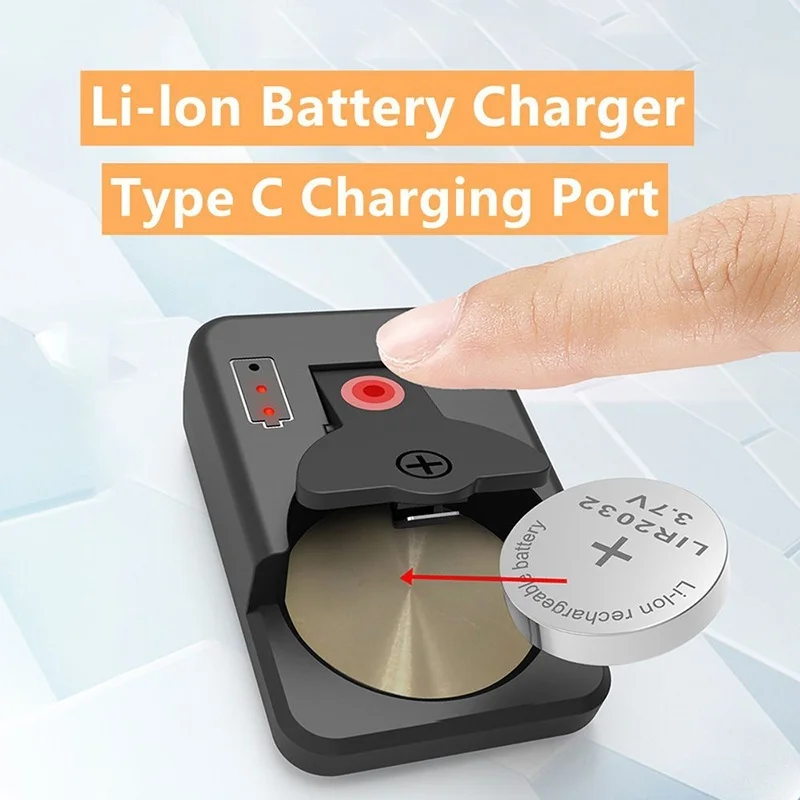 Type-C Mini Button Battery Charger With LED Indicator Universal For LIR2016 LIR2025 LIR2032 Portable Battery Charger Accessories