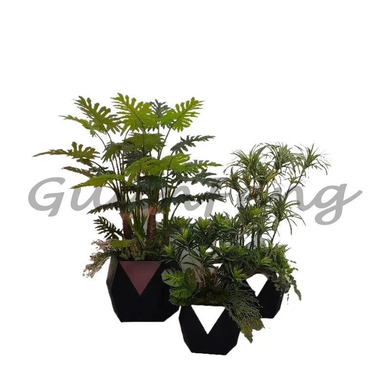 Modern Style Embossed Decoration Vase Geometric Planter Indoor Plant Decoration Set of 3