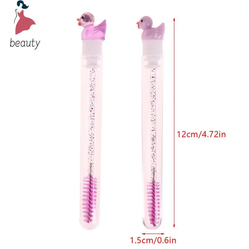 1Pcs Reusable Tube Eyelash Brush Eyebrow Brush Cute Duck Design Crystal Rod Dust-proof Eyelash Extension Tool Lash Mascara Wand