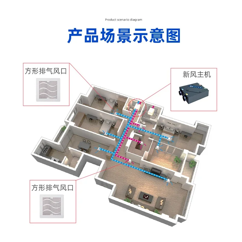 Square diffuser for fresh air outlet, ceiling pipe outlet of central air conditioning Tianyuan place