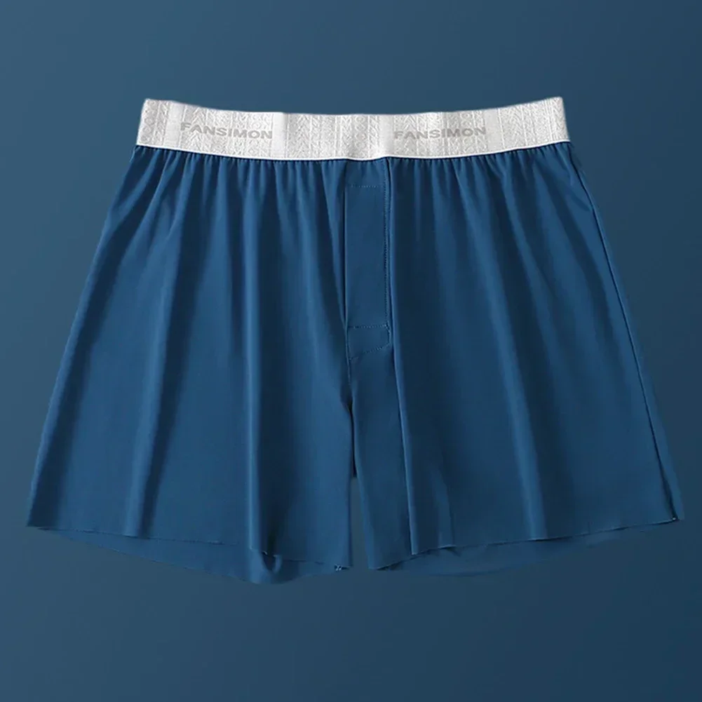 New Men Ice Silk Oversized Loose Solid Middle Waist Soft Shorts Brief Pouch Panties Lingerie Underwear Quick Drying Men's