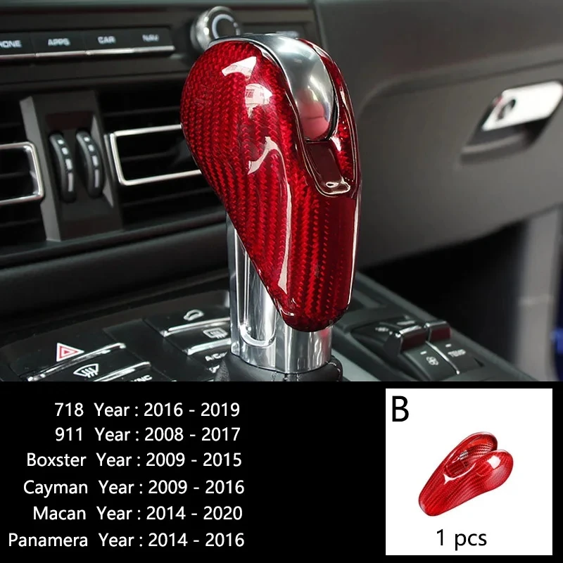 

Carbon Fiber Car Console Gearshift Handle Head Frame Cover For Porsche Macan 911 Cayman Boxster 718 Panamera Cayenne Accessories