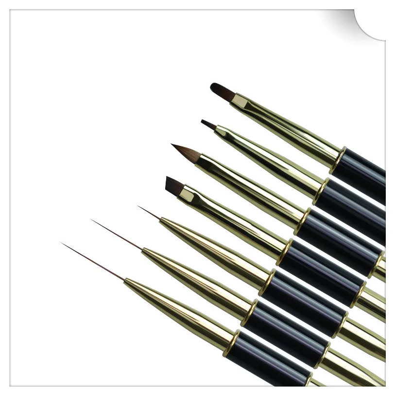1/7PCS Dual End Nail Art Stripes Lines Liner DIY Painting Brush Liquid Powder Acrylic UV GEL Extension Builder French Drawing