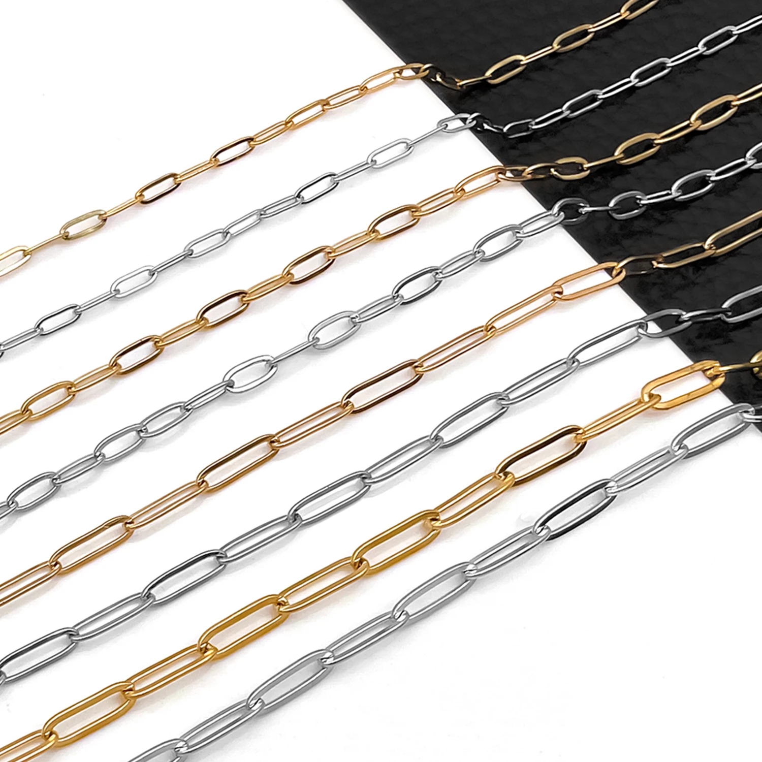 2meters Stainless Steel Chains Gold Plated  Flat Link Chains Necklace For Jewelry Making DIY Necklaces Bracelets Accessories