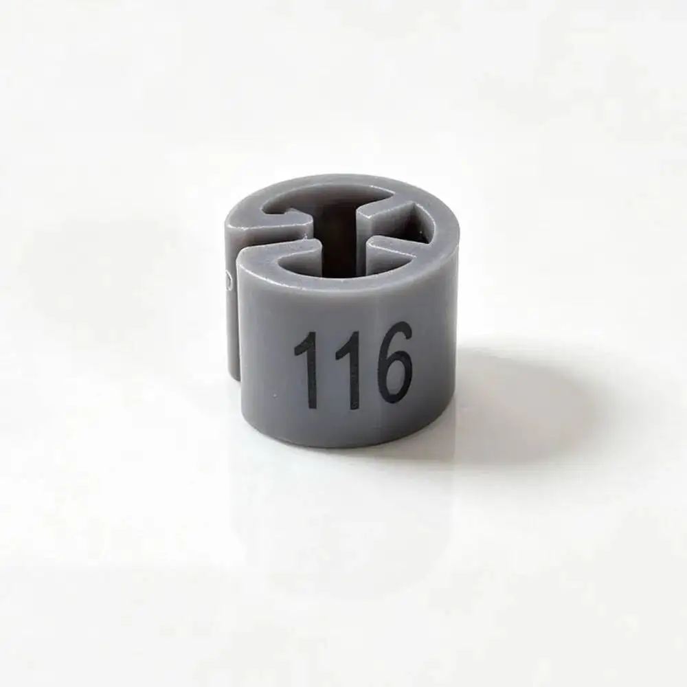 200 Stück/Lot graue Kunststoff-Kleiderbügel-Größenmarkierungen, vorgedruckt, kreisförmiger Würfelclip, 104–170 Größen, sortiert, Zubehör für Kleiderbügelteiler – Detail 5
