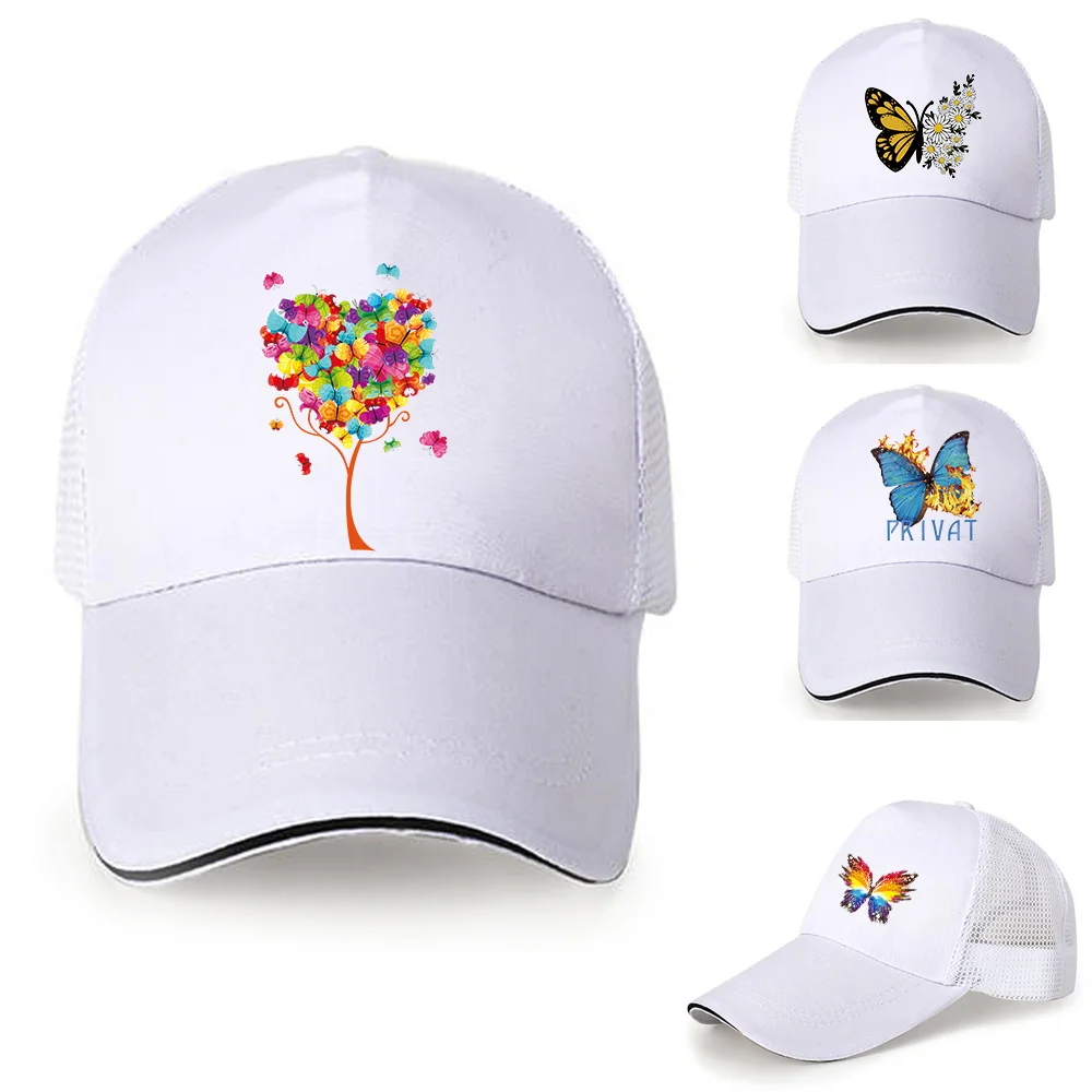 

Fashion Mens Summer Outdoor Sport Baseball Hat Running Visor Cap Hot Popular Cool Quick Dry Butterfly Print Adjustable Mesh Cap