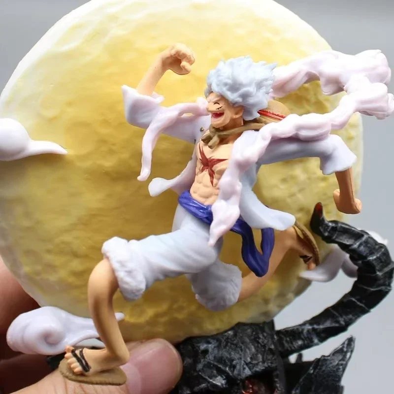 14cm One Piece Anime Figure Moon Fairy Nika Monkey D Luffy Gear 5 With Moon Light Action Figure Statue Model  Toys Collection image 3