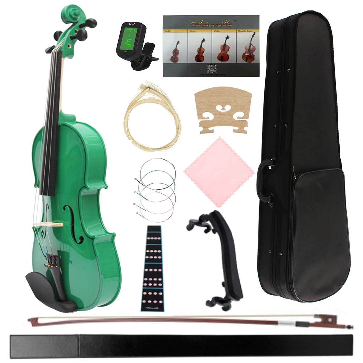 

Astonvilla 4/4 Viola Профессиональный темно-зеленый акустический альт, еловая панель из массива дерева с футляром, луком, подставкой для плеч, тюнер