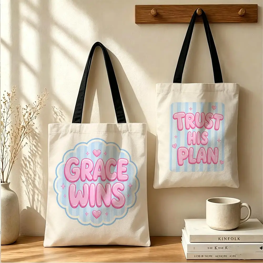 God Is Always Good Storage Bags Large Capacity Canvas Tote Bag Reusable Shoulder Handbag for Daily Shopping Travel