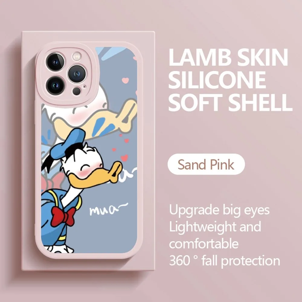 Cartoon D-Donald D-Daisy Duck Phone Case Leather Liquid Silicone Phone Case For IPhone 16 15 14 13 12 Pro Max Apple Cases Cover