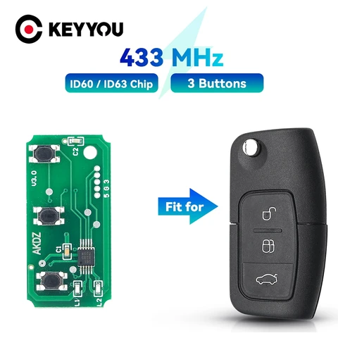 KEYYOU 10 шт. для Ford Focus 2 3 Mondeo Fiesta Fob 3BNT ASK откидной ключ дистанционного управления автомобилем электронная печатная плата 433 МГц без чипа