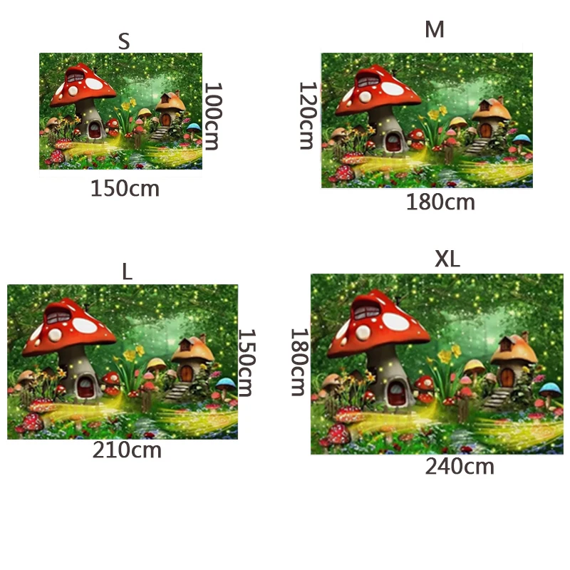 Mysterious Magic Fairy Tale Forest Background Atmosphere Mushroom Theme Birthday Party Scene Layout