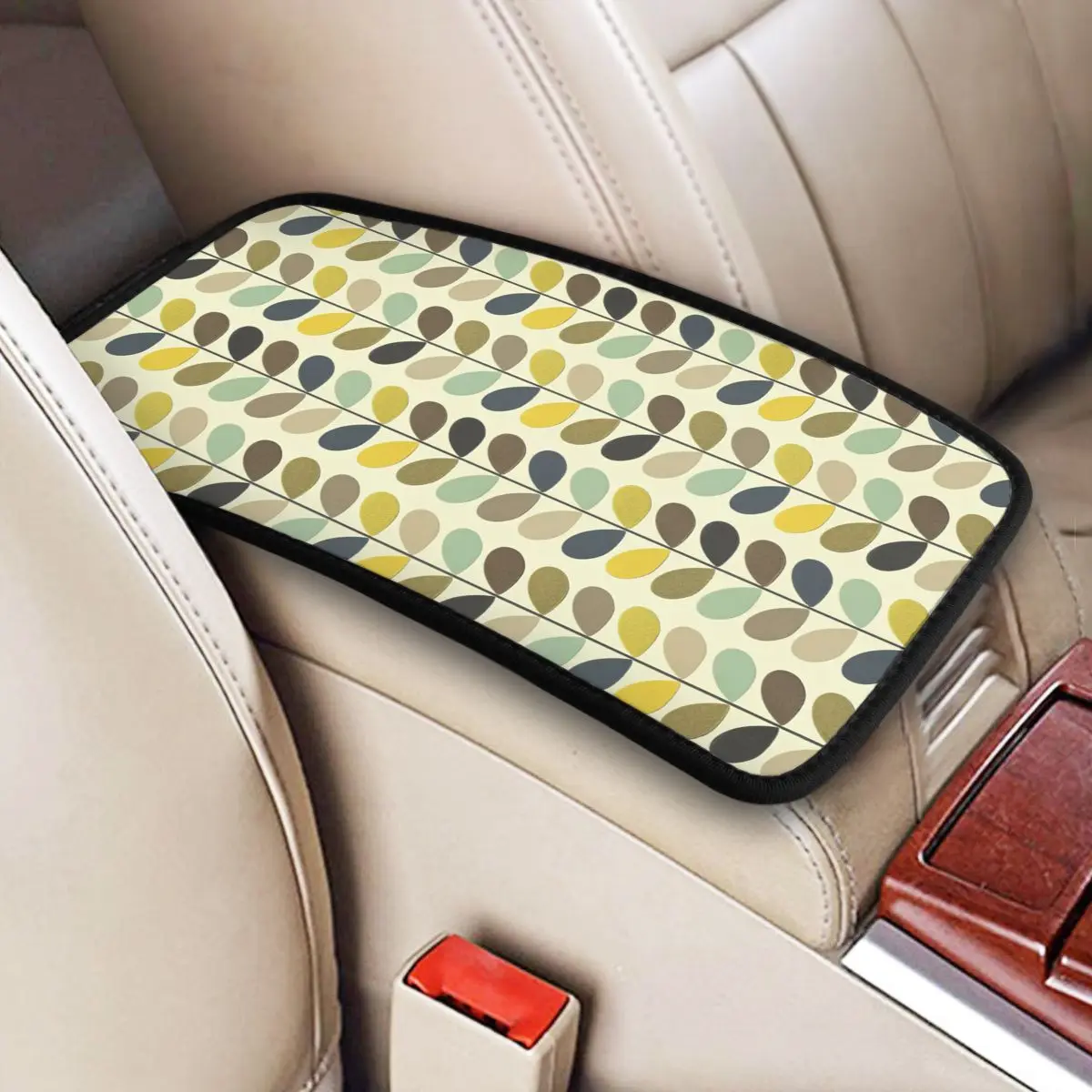 Orla Kiely Multi Stem Center Console Pad Box Car Armrest Cover Box Universal Breathable Interior Cushion Storage Box