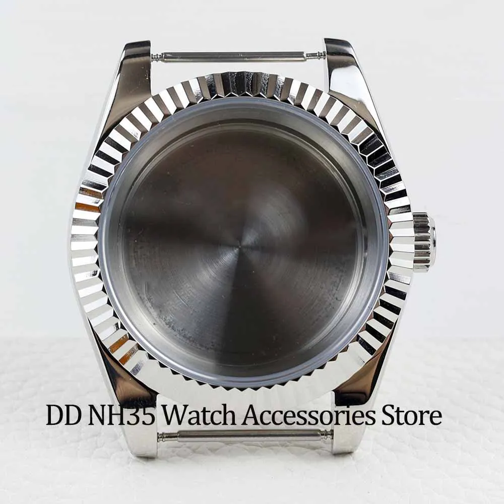 36mm /39mm Silver Men's Watch Cases Sapphire Stainless Steel 100m waterproof fit NH35 NH36 Movement 28.5mm Dial Hot Sale