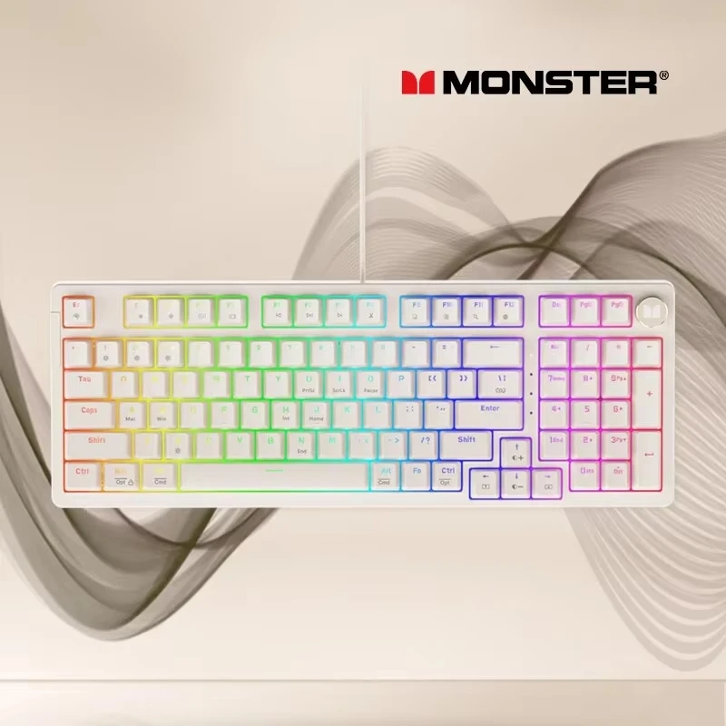 

Monster KM4 Mechanical Keyboard 97 Keys RGB Wired Gaming Keyboard Esports Full Hotswap Type-C Computer Keyboards Mac Windows New