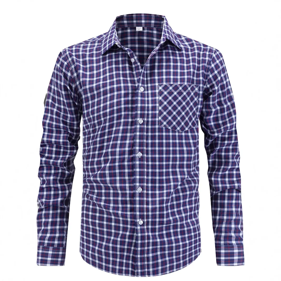 Camicia scozzese con risvolto multicolore casual da uomo nuova