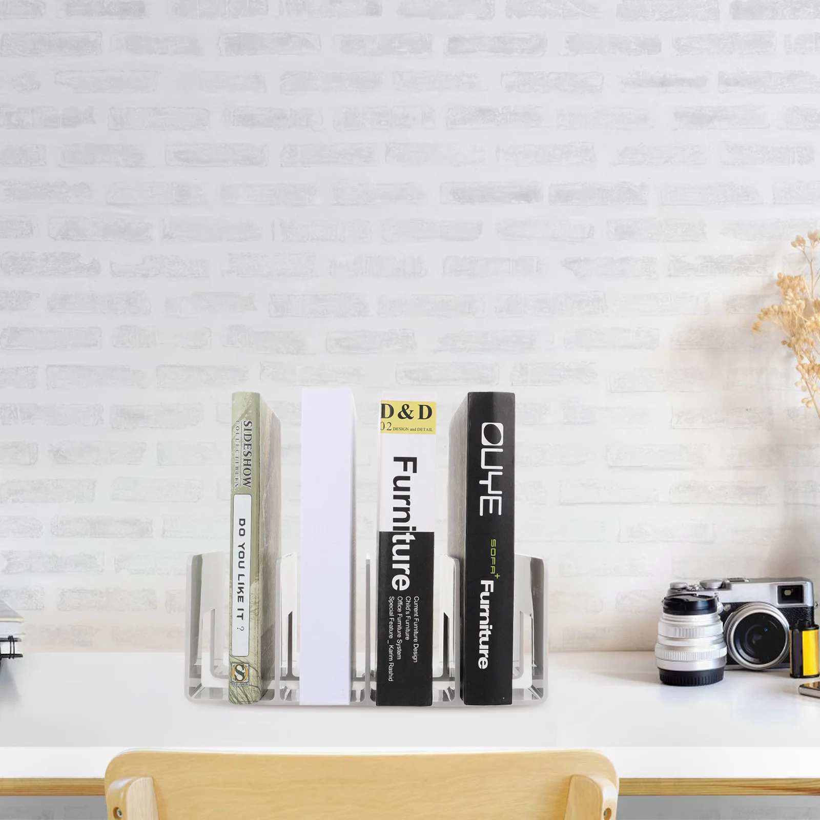 1Pcs Bookend Acrylic Modern Book Organizer for Home Office Library Study Room Book Shelf Support Acrylic Bookends