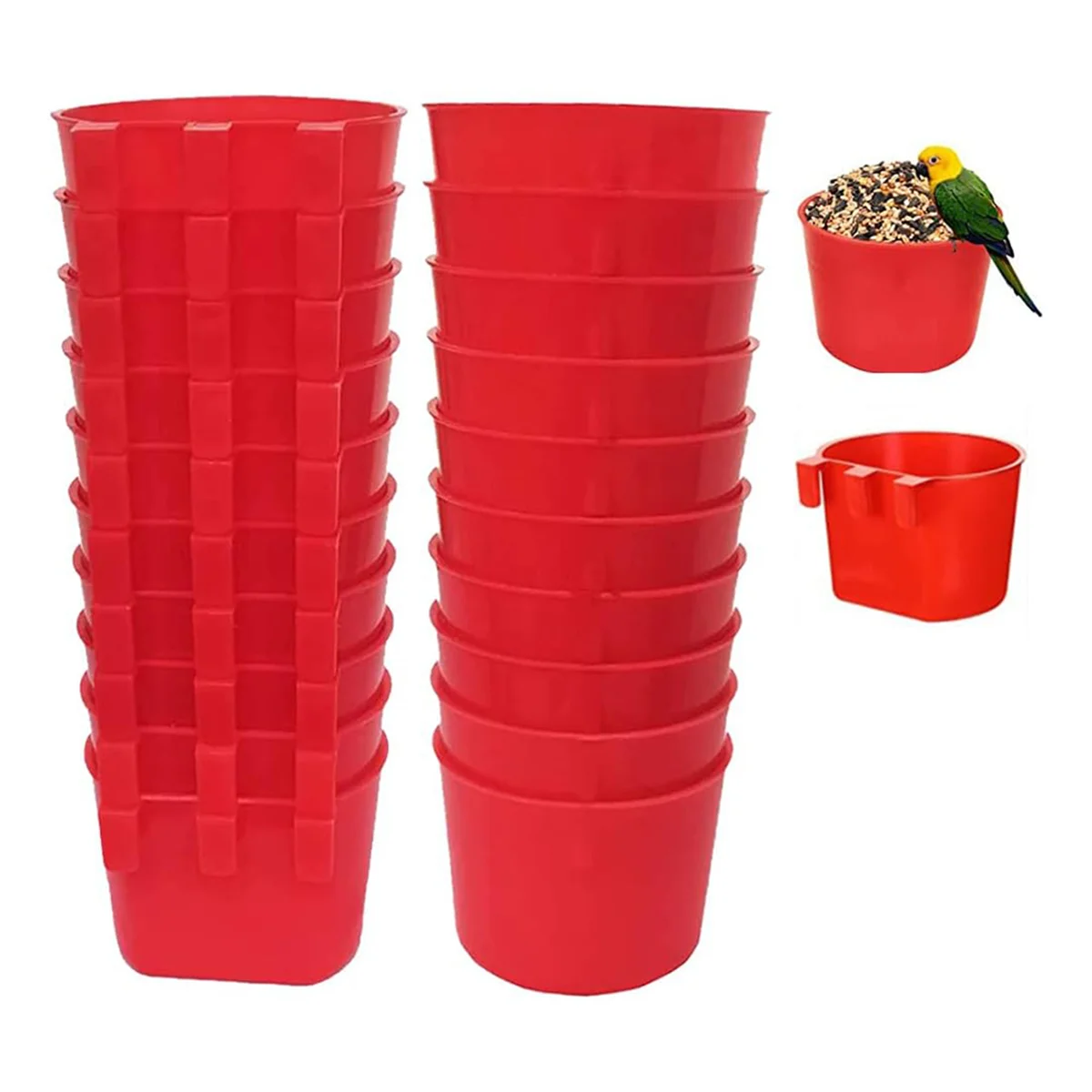 

20Pcs Chickens Rabbit Feeders for Cage,Hanging Chicken Water Feeder Cup, Plastic Birds Feeders Seed Bowl,