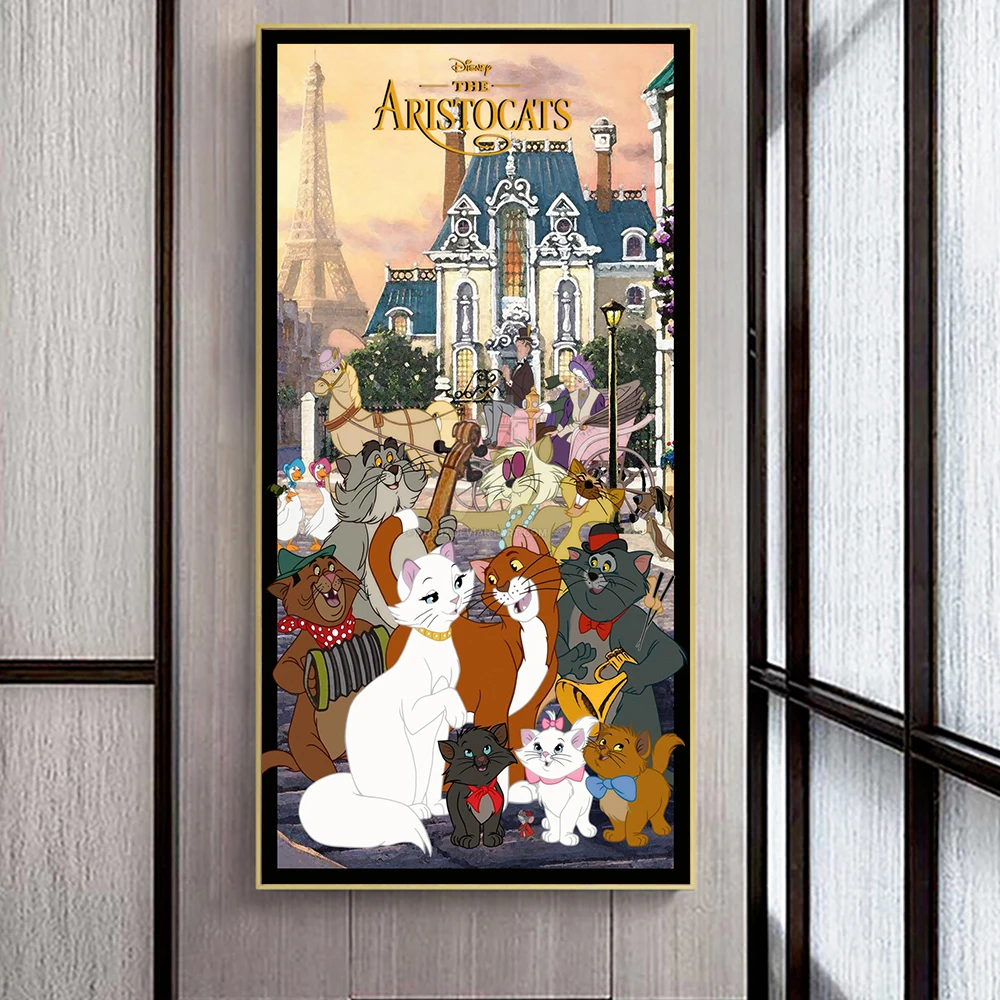 Walt Disney Movie The Aristocats Poster Prints For Kids Bedroom Home Decor Cartoon Cute Cats Family Canvas Painting Wall Art