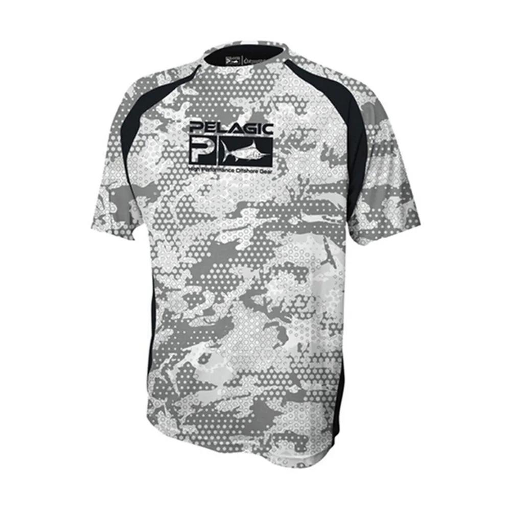 

Pelagische Visserij T-shirts Navy Blue Camouflage UPF50 Mannen Korte Mouw Prestaties Tops Outdoor Sportwear Ademende Jerseys