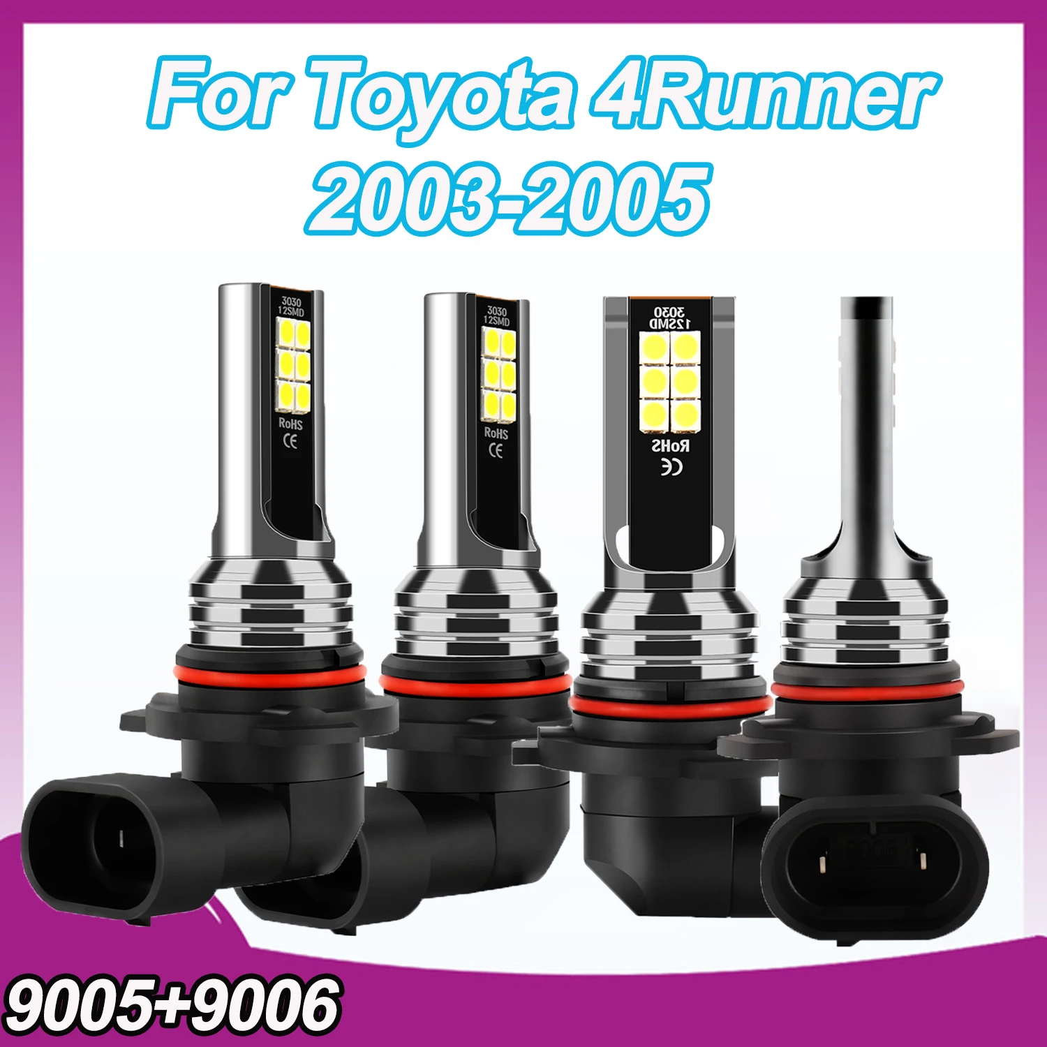

For Toyota 4Runner 2003-2005 9005 HB3 9006 HB4 LED Fog Light Combo Bulbs 6000K White Upgrade 3570 CSP Chips NO Fan Design