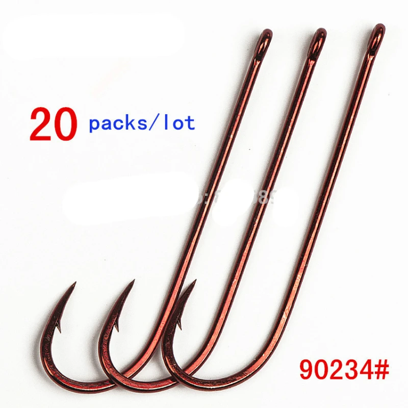 20packs/lot Original Mustad Blood Worm Sea Fishing Hooks For90234 Long Live Bait Sharp Hooks Barbed Rustproof Conger Eel Hooks